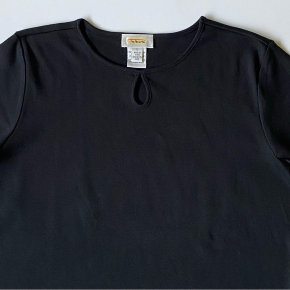 Talbots Shirt Womens Size Large Short Sleeve Keyhole Front 100% Cotton Blouse - Picture 5 of 11